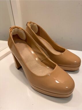Flexi Nude Patent Leather Platform Heels – Genuine Leather | Size 6.5 US 👠✨